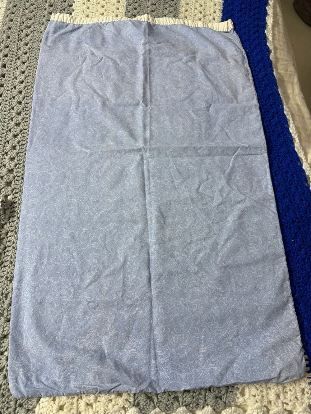 Lauren Ralph Lauren Pale Blue Paisley std pillowcase white band 100% Cotton USA